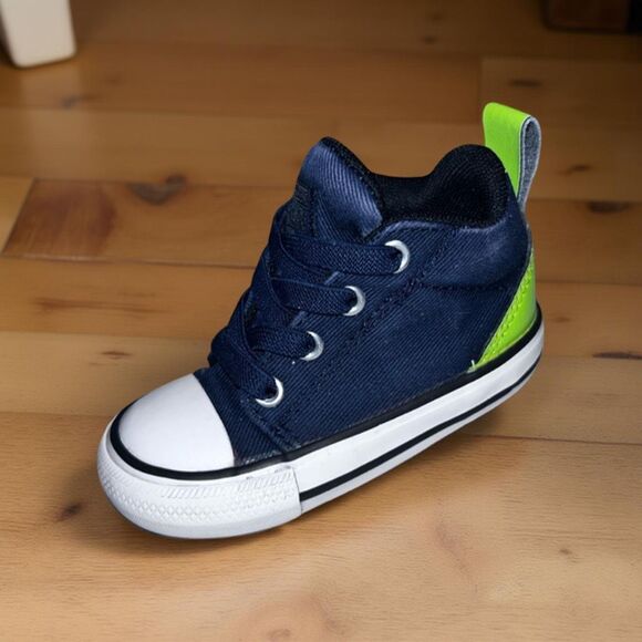 Converse Chuck Taylor All Star Axel Sneaker Infant Baby Navy/Green Shoes Size 5 - Picture 1 of 9